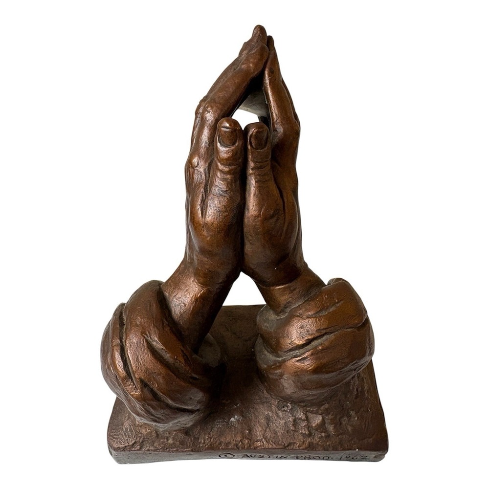 Vtg 1962‎ Austin Prod Praying Hands Sculpture Statue Chalkware Mid Century
